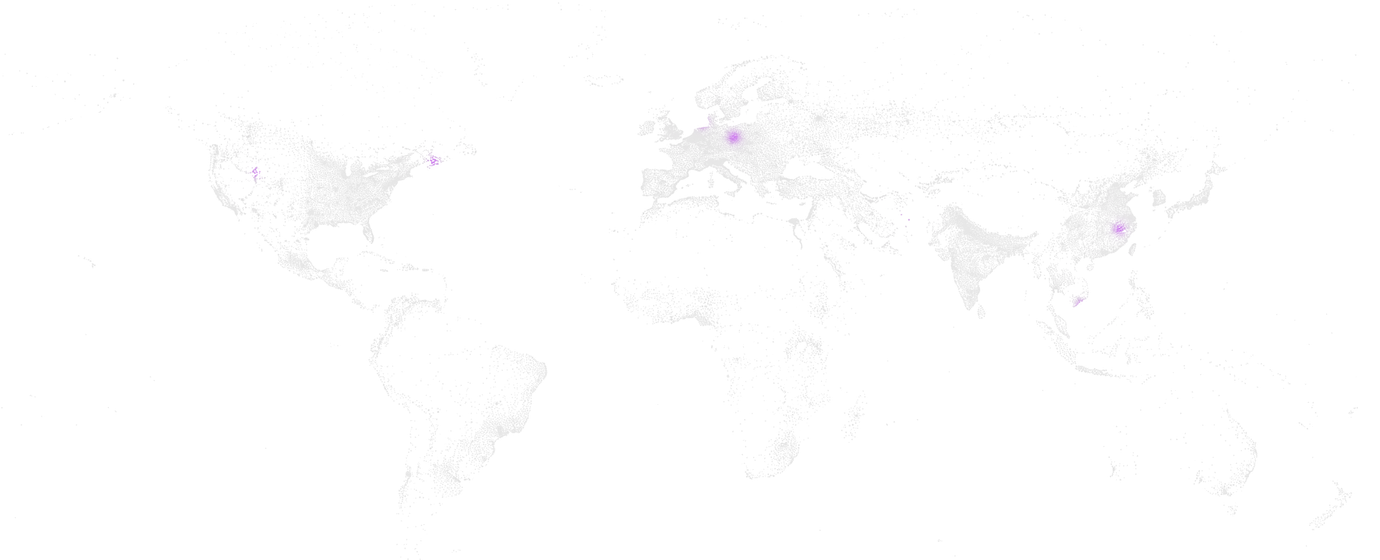 World map highlighting regions activated with VOICE